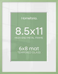 Homeforia 8.5x11 Green Picture Frame, High-End Metal, 6x8 Mat, Glass by Homeforia