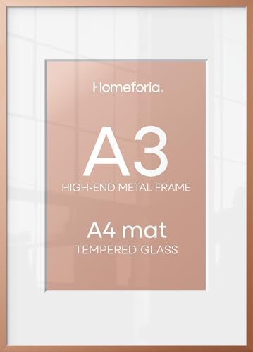 Homeforia A3 Rose Picture Frame, High-End Metal, A4 Mat, Glass by Homeforia