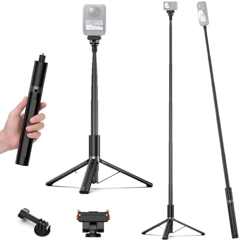 66" Invisible Selfie Stick Tripod for Insta360 X 6 5 4 3/DJI Osmo 360 by VRIG