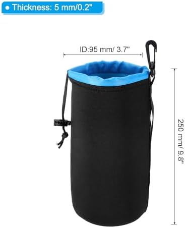 PATIKIL Camera Lens Bag, 2 Pcs 3.7" ID x 9.8" H Drawstring Lens Pouch with Thick Protective Neoprene, Lens Case for DSLR Camera Lens, Water Coffee Cups Black, Blue - Image 2
