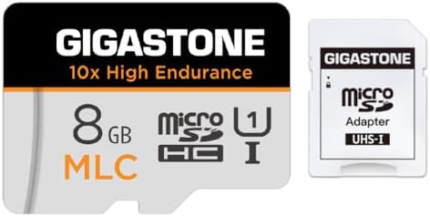 [10x High Endurance] GIGASTONE Industrial 8GB MLC Micro SD Card, Full HD Video Recording, Security Cam, Dash Cam, Surveillance Compatible 85MB/s, U1, with Adapter [5-Yrs Free Data Recovery] by Gigastone