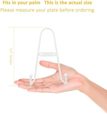 YY YEARCHY Metal Plate Stand Holder, Wall Hanging Display Rack, Sturdy Iron Easel for Displaying Plates (6-12 Inch), Bowls, Platters, Art, Photos, Books(4, White, 6"x3.1"x2.8") - Image 6