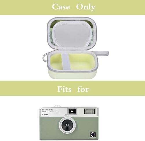 Mchoi Hard Travel Case Suitable for KODAK EKTAR H35 H35N Half Frame Film Camera, Digital Camera Organizer Holders for Kodak Ultra F9 M35 M38 Paper Shoot Camera, 35mm Film Rolls, Case Only, Green - Image 7