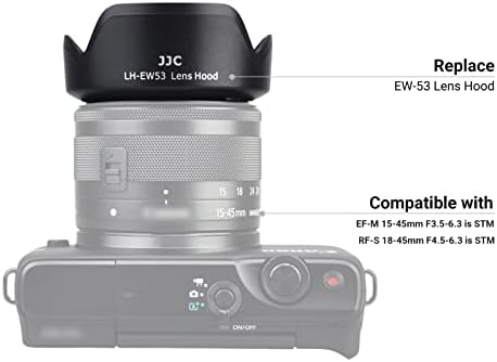 Reversible Lens Hood for Canon EF-M 15-45mm F3.5-6.3 is STM and RF-S 18-45mm F4.5-6.3 is STM Lens on EOS R100 R50 R10 R7 M50 M6 Mark II M200 M100 M50 Mark II, Replace Canon EW-53 Lens Hood - Image 2