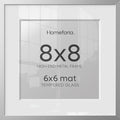 Homeforia 8x8 Silver Picture Frame, High-End Metal, 6x6 Mat, Glass by Homeforia