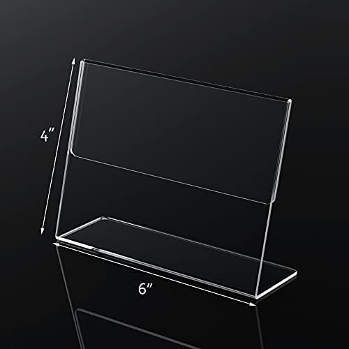 NIUBEE Acrylic Sign Holder 4x6 Horizontal L-Shape Menu Stand 6 Pack - Image 3