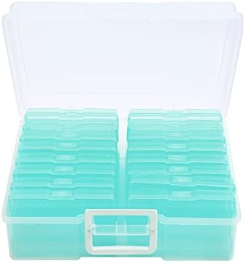 4" x 6" Photo Storage Case with Handle, 16 Inner Photo Organizer Keeper, Extra Large Storage Picture Boxes, Seed Storage, Transparent Craft Keeper (Green) - Image 2