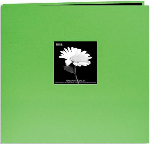 Pioneer 8 Inch by 8 Inch Postbound Fabric Frame Cover Memory Book, Citrus Green by PioneerPhotoAlbums