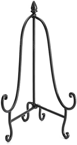 16" H Black Easel, Metal Plate Holder Display, Heavy Duty Picture Painting Frame, Metal Book Stand by Wenbery