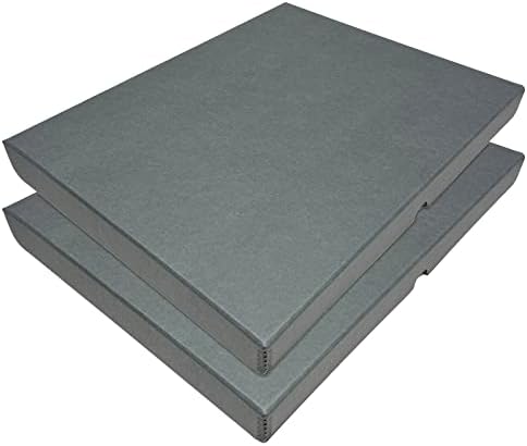 Lineco Clamshell Archival Storage Box, 16.5x20.5x1.75 Inch, Gray, Pack of 2 by Lineco
