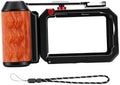 Alomejor Camera Cage with Wood Side Handle, for Action 6, Aluminum Alloy, Seesaw Shutter Extender Bar, Cold Shoe Mount, Modular Design, for Photography by Alomejor