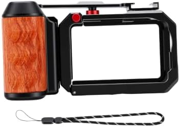 Alomejor Camera Cage with Wood Side Handle, for Action 6, Aluminum Alloy, Seesaw Shutter Extender Bar, Cold Shoe Mount, Modular Design, for Photography by Alomejor