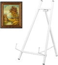 Leinuosen 1 Pcs Metal Easel Stand 16.5" H x 8.7" W x 4.3" D Table Top Easel Stand for Display Tripod Art Picture Mirror Modern Plate Holder for Display Book Photo Wedding Sign (White) by Leinuosen