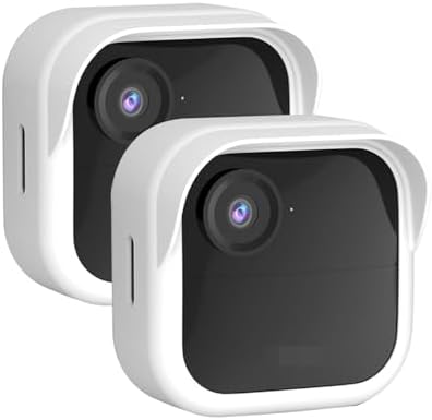 Silicone Case Cover for All-New Blink Outdoor 4 (4th Gen) - Weatherproof Protective Skin Cover with Hat Brim for All-New Blink Outdoor 4 & 2K Smart Security Camera (White, 2 Pack) by QOPOTO