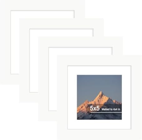 5x5 Picture Frame Set of 4 with Real Glass, Wall & Tabletop Display by SZYUU