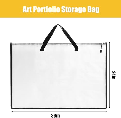 EOOUT 2 Pack 24x36 Inches Art Portfolio Case, Portfolio Folder for Artwork, Posters Storage Bag with Zipper and Handle Mesh Folder Organizers for Poster, Scrapbook, Keepsake and Bulletin Board - Image 2