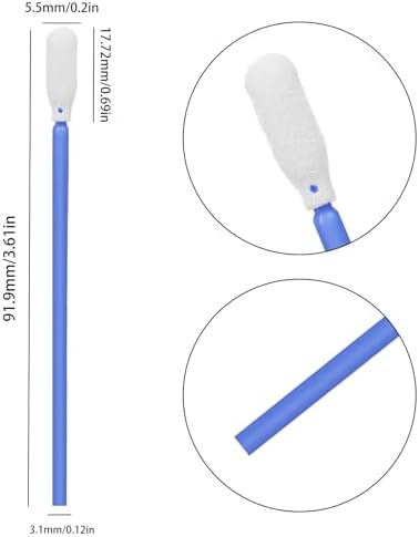 100 Pieces Foam Cleaning Swabs，3.66" Foam Tips Sponge Sticks for Lab, Dust-Free Cleaning Sponge Tip Swabs for Printer Heads, Scanners, Camera Lenses and Cleaning Guns - Blue - Image 2
