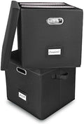 Vinyl Record Storage Box Set of 2 - Album Storage Holds 100+ Single Records by %E2%80%8EZEDKEHO