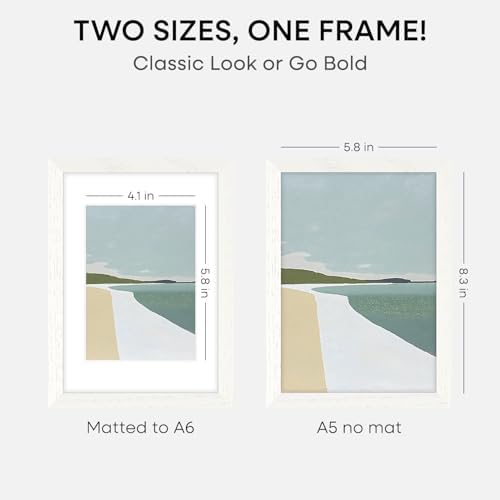 Homeforia A5 White Oak Picture Frame, High-End Wood, A6 Mat, Glass - Image 2