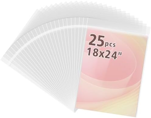 Frametory, 25 Pack 18 3/8" x 24 1/8" Acid-Free Clear Plastic Bags by Frametory