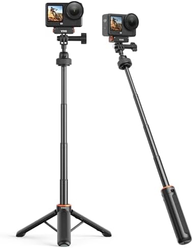 VRIG Mini Selfie Stick Tripod Stand for GoPro Hero 13 12 11 10 9,360 Portable Vlog Camera Selfie Stick Handle Grip Monopod for Xtra Edge Pro, Insta360 X5,DJI Osmo Action 6/5pro/4,Osmo Nano Accessories by VRIGSelect