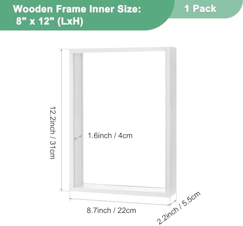 M METERXITY 1-Pack Dried Flower Frame, 8 x 12 Inch Double Acrylic Wooden Dried Flower Photo Floating Frame for Tabletop/DIY/Handicrafts [White] - Image 3