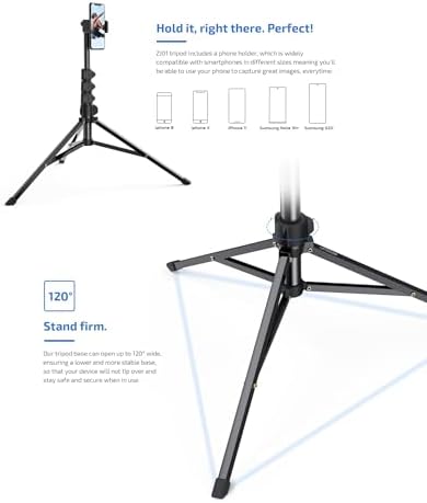 Tripod Selfie Stick Wireless Monopod Compatible with iPhone 16/Plus/Pro/Pro Max, Remote Shutter Built-in Self-Portrait Extendable Stand - Image 4