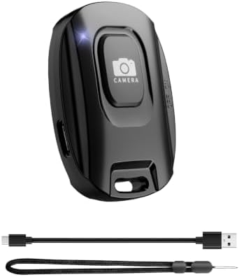 Bluetooth Camera Remote Shutter for iPhone and Android Smartphones, Rechargeable Wireless Phone Remote Control,Selfie Button for Photos and Videos, Charging Cable Included-Black by Unknown