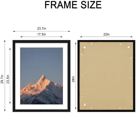 22x28 Wood Picture Frame Set of 4, Wall Mount for Home Decor, Black - Image 4