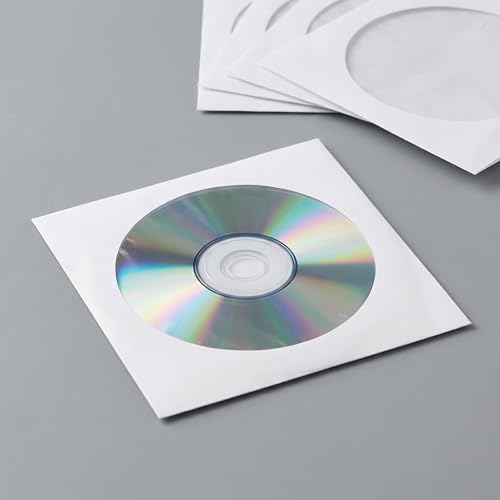 Fasmov 1000 Pack Thick White Paper CD DVD Sleeves Envelope with Clear Window and Flap, Dust Proof Protective Disc Storage for Music, Movies and Home Office - Image 6