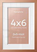 Homeforia 4x6 Rose Picture Frame, High-End Metal, 3x5 Mat, Glass by Homeforia