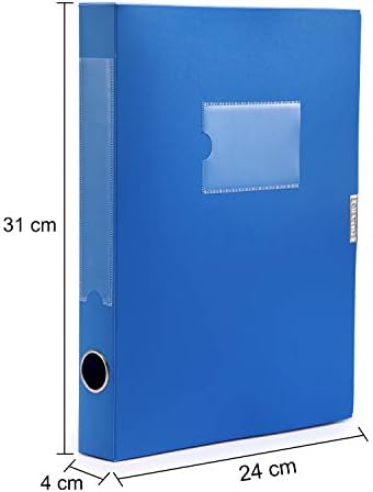 HUA JIE 4 Pack A4 Storage File Boxes Plastic Archives Cases with Lid,Blue - Image 3
