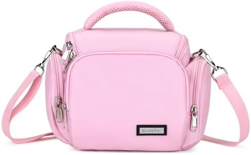 G-raphy Camera Bag Case Pink Small Photography Bags DSLR SLR MIRRORLESS BAG with Removal Straps by G-raphy