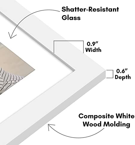 Americanflat 12x12 Picture Frame with Shatter-Resistant Glass - Use as 8x8 Frame with Mat or Display 12x12 Photo Without Mat - Signature Collection - Square Frames for Wall Display - White - Image 3