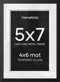 Homeforia 5x7 Black Picture Frame, High-End Metal, 4x6 Mat, Glass by Homeforia