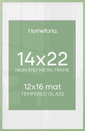 Homeforia 14x22 Green Picture Frame, High-End Metal, 12x16 Mat, Glass by Homeforia