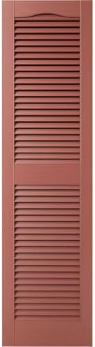 Ekena Millwork 14.5 in. W x 48 in. H Builders Edge, Standard Cathedral Top Center Mullion, Open Louver Shutters, Includes Matching Installation Spikes (Per Pair), 027 - Burgundy Red - Image 2