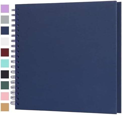 Scrapbook Album 10x10 Inches 40 Pages Hardcover Kraft Paper Blue by Bonyomor