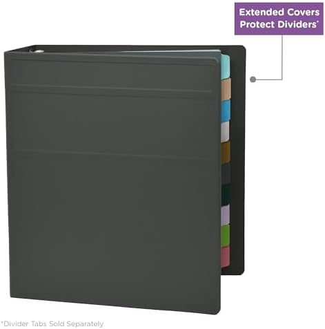 Carstens 3-Inch Heavy Duty 3-Ring Binder - Side Opening, Charcoal Gray, Durable Plastic, Precision No-Gap Rings, Waterproof Cover, No Pockets, Holds 400 Letter Sheets, BPA-Free, Made in USA (1739-3R) - Image 6