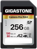 【5-Years Data Recovery】 GIGASTONE 256GB SD Card 4K Camera Pro MAX, UHS-I A2 4K SDXC Memory Card High Speed 4K UHD Video Speed up to 170MB/s Compatible with Kodak Digital Camera with 1 Mini case by Gigastone