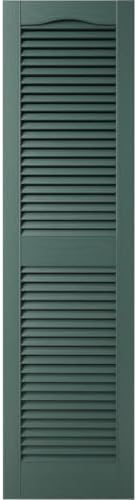 Builders Edge 14.5 in. W x 80 in. H Builders Edge, Standard Cathedral Top Center Mullion, Open Louver Shutters, Includes Matching Installation Spikes (Per Pair), 028 - Forest Green - Image 2