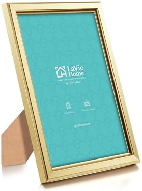 LaVie Home 5x7 Picture Frames (6 Pc, Gold) Simple Designed Photo Frame with High Definition Glass for Wall Mount & Table Top Display, Set of 6 Classic Collection - Image 2