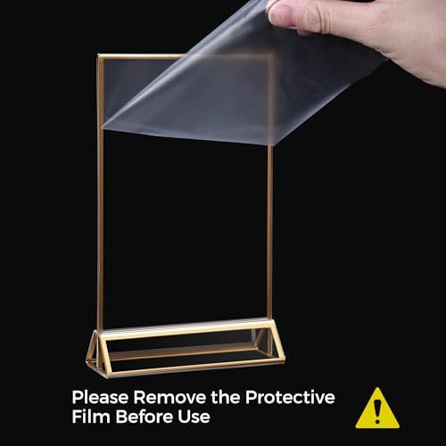 8 Pack Acrylic Sign Holder 4x6 Gold Frames, Wedding Table Number Holders Double Sided Vertical Clear Display Stand, Picture Holders for Tables, Menus, Flyers, Party and Office Decor - Image 3