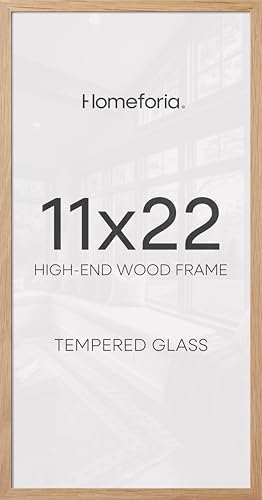 Homeforia 11x22 Natural Oak Newspaper Picture Frame, High-End Wood, Glass by Homeforia