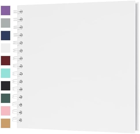 Scrapbook Album 8x8 Inches 40 Pages Hardcover Kraft Paper White by Bonyomor