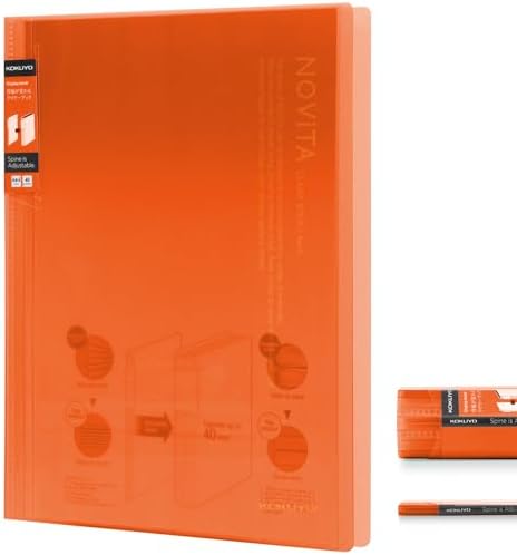 Kokuyo 20-Pocket Binder with Plastic Sleeves 8.5"x11" (Orange), A4 and US Letter Expandable Art Portfolio Folder with Clear Sheet Protectors. 40 Pages of Presentation Display Book. (RA-N20YR) by KokuyoUS