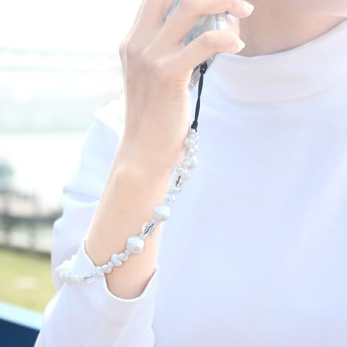Beaded Camera Wrist Strap,Cute Phone Charm Decor,Pearl Bracelet Wrist Strap - Image 5