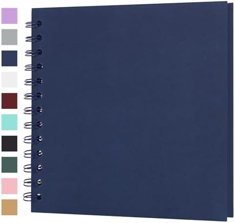 Scrapbook Album 7x7 Inches 40 Pages Hardcover Kraft Paper Blue by Bonyomor