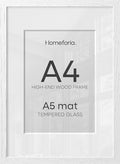Homeforia A4 White Oak Picture Frame, High-End Wood, A5 Mat, Glass by Homeforia