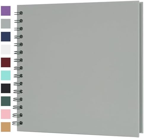 Scrapbook Album 8x8 Inches 40 Pages Hardcover Kraft Paper Grey by Bonyomor